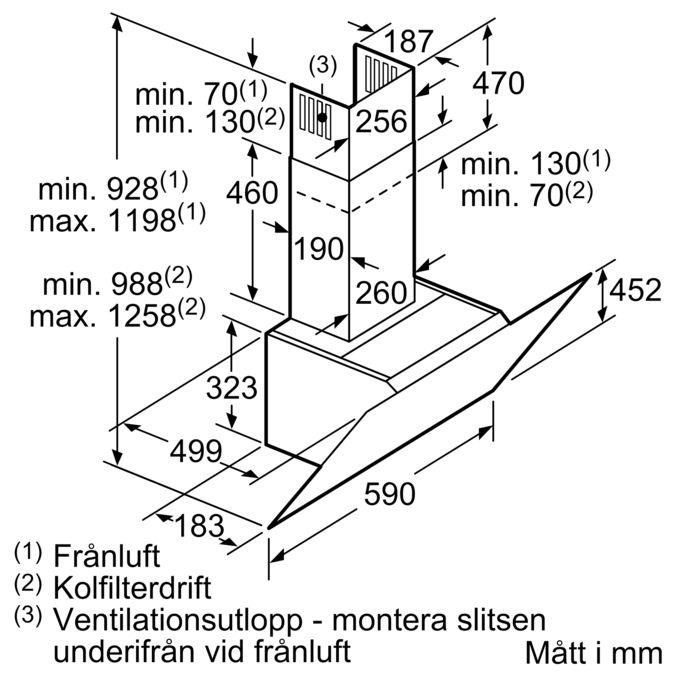 iQ300 Vägghängd köksfläkt 60 cm Klarglas med svart tryck, Svart LC67KGM60 LC67KGM60-9