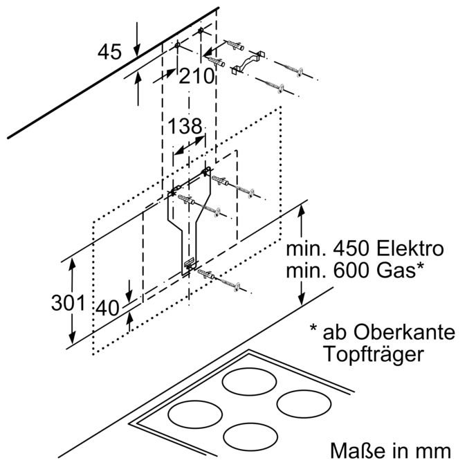 Serie 4 Wandesse 60 cm Klarglas schwarz bedruckt DWK67HM60 DWK67HM60-9