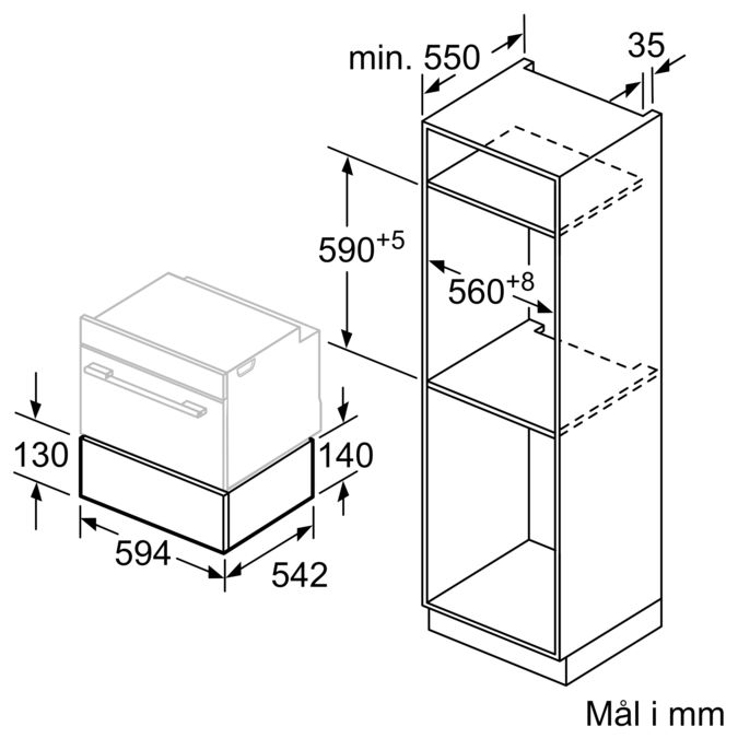 iQ700 Vakuumskuffe til indbygning 60 x 14 cm Sort BV830ENB1 BV830ENB1-9