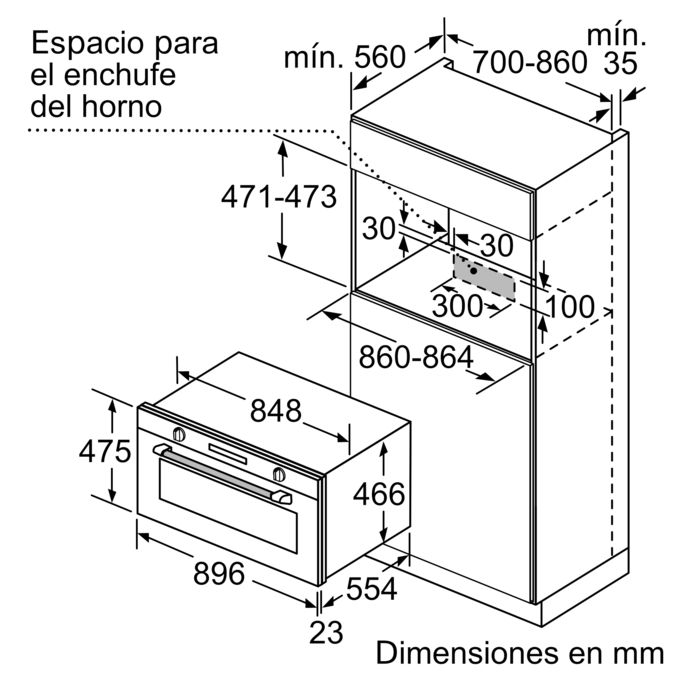 Serie 6 Horno 90 x 48 cm Acero inoxidable VBC5580S0 VBC5580S0-6