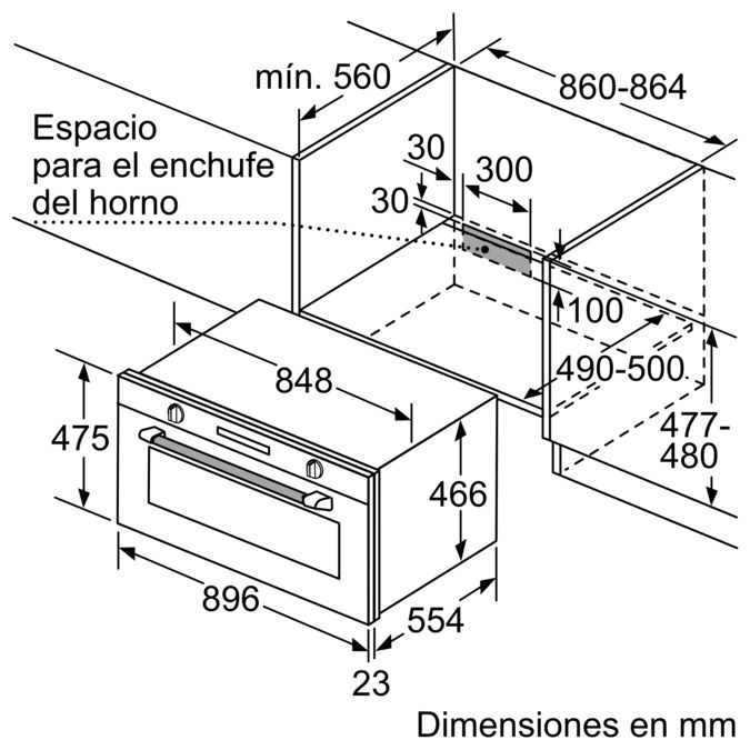 Serie 6 Horno 90 x 48 cm Acero inoxidable VBC5580S0 VBC5580S0-7
