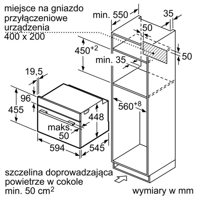 Serie 6 Kompaktowa kuchenka mikrofalowa do zabudowy z funkcją pary 60 x 45 cm Stal szlachetna COA565GS0 COA565GS0-7