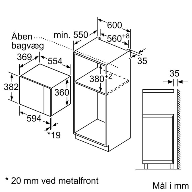 iQ500 Mikroovn til indbygning 59 x 38 cm Hvid BF555LMW0 BF555LMW0-6