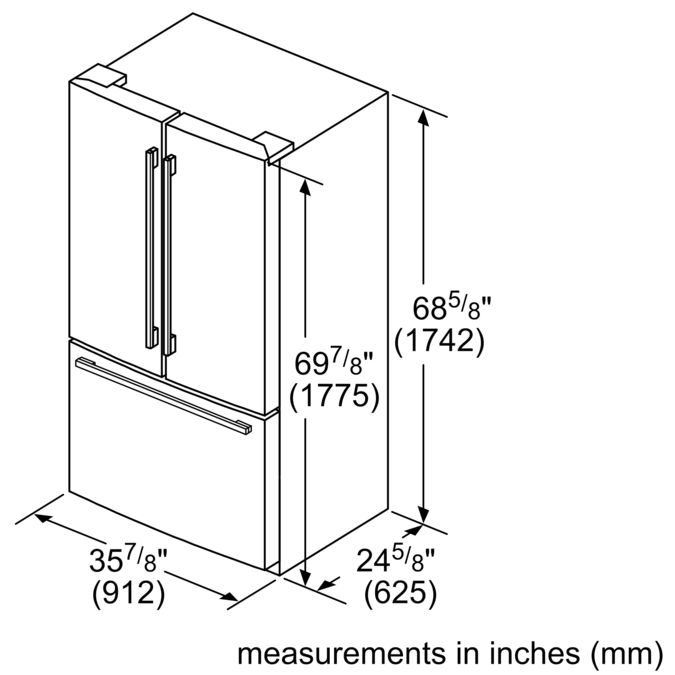 800 Series French Door Bottom Mount Refrigerator 36'' Easy clean stainless steel B21CT80SNS B21CT80SNS-52