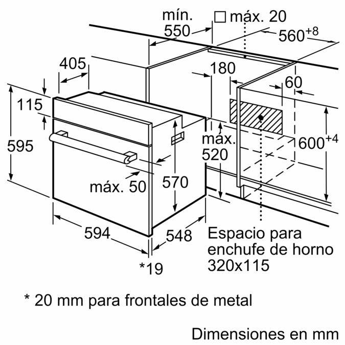 Serie 2 Horno 60 x 60 cm Acero inoxidable HBF011BR0 HBF011BR0-5