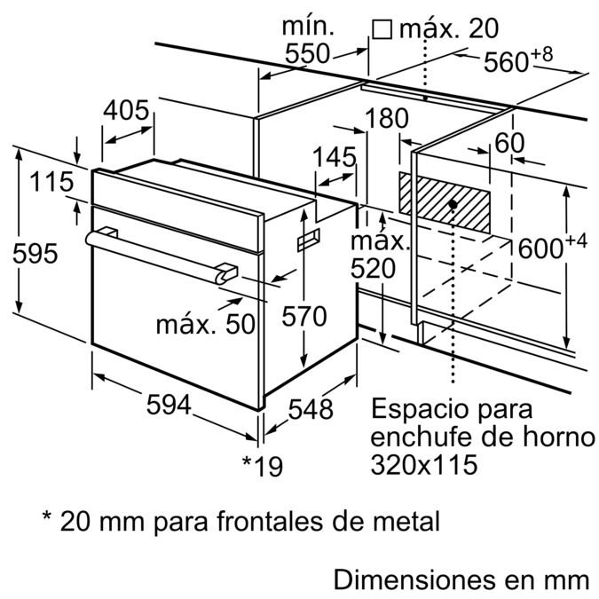 Serie 2 Horno 60 x 60 cm Acero inoxidable HAF010BR0 HAF010BR0-12