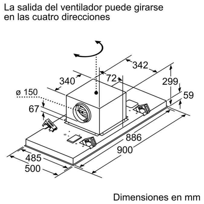 Serie 6 Extractor de techo 90 cm Acero inoxidable DRC97AQ50 DRC97AQ50-14