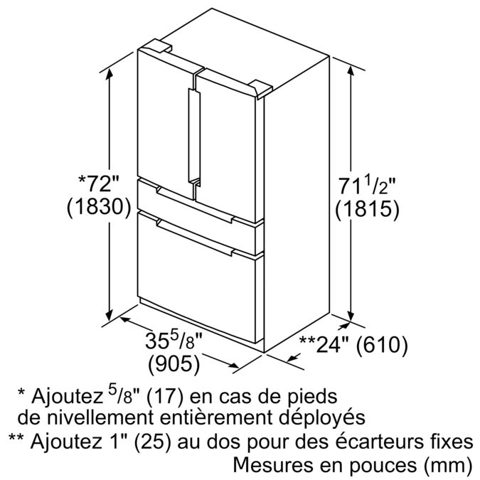 Série 800 Réfrigérateur à portes françaises congélateur en bas 36'' Acier brossé anti-traces B36CL80ENS B36CL80ENS-16