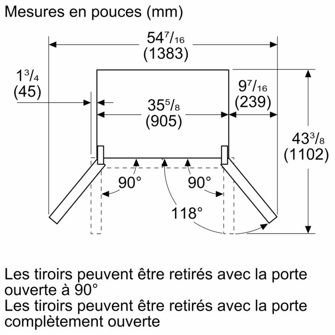 Série 800 Réfrigérateur à portes françaises congélateur en bas 36'' Acier brossé anti-traces B36CL80ENS B36CL80ENS-18