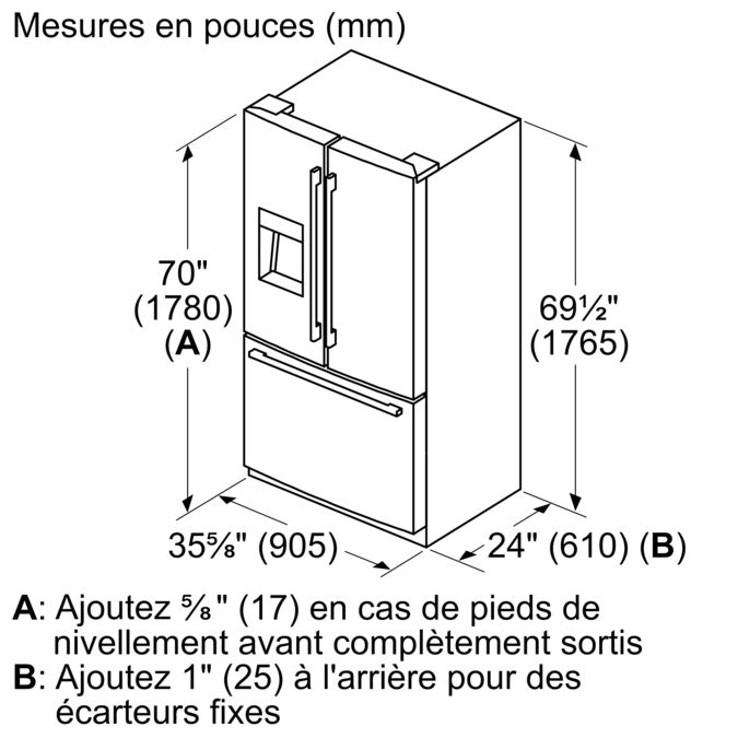 Série 500 Réfrigérateur à portes françaises congélateur en bas 36'' Acier inoxydable facile à nettoyer B36CD50SNS B36CD50SNS-35