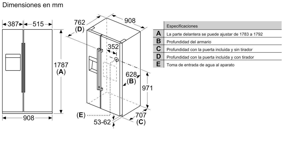 Serie 6 Frigorífico americano 178.7 x 90.8 cm Negro KAD93VBFP KAD93VBFP-9
