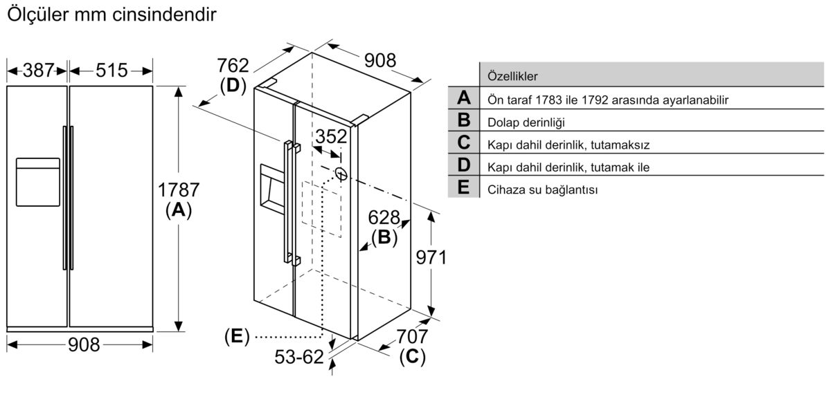Serie 6 Gardırop Tipi Buzdolabı 178.7 x 90.8 cm Kolay temizlenebilir Inox KAG93AI30N KAG93AI30N-9