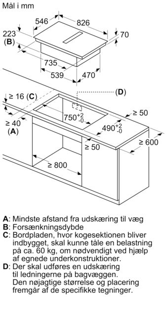 N 90 Induktionskogeplade med indbygget emhætte 80 cm overflademontering med ramme T58TL6EN2 T58TL6EN2-6