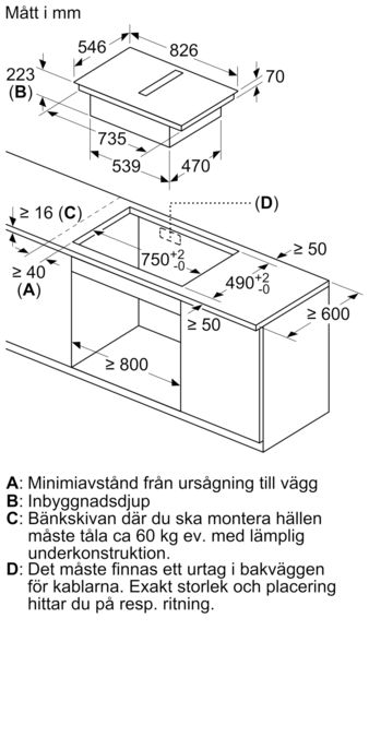 N 90 Induktionshäll med inbyggd fläkt 80 cm med ram T58TL6EN2 T58TL6EN2-8