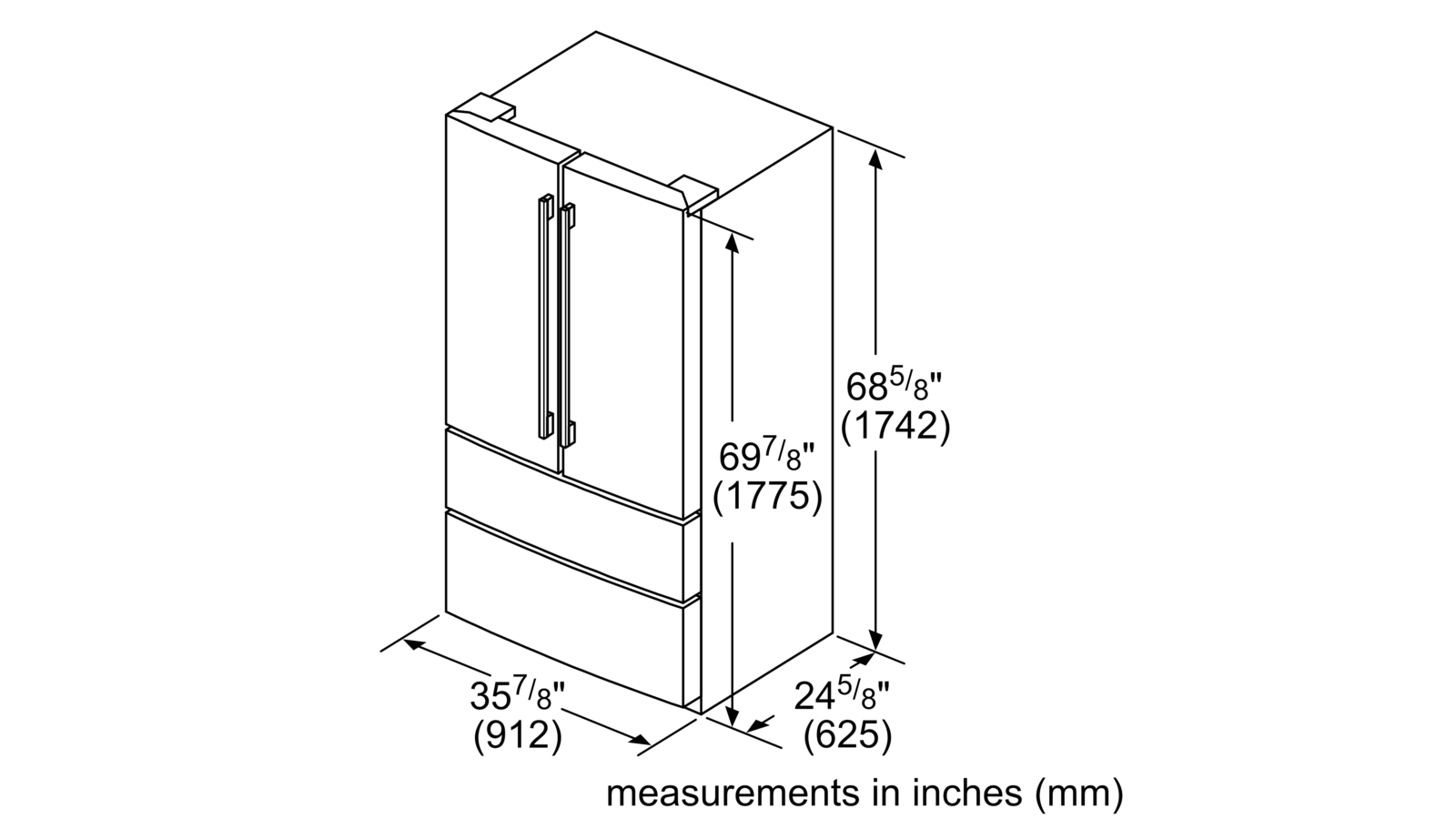 Bosch B21cl80sns French Door Bottom Mount Refrigerator