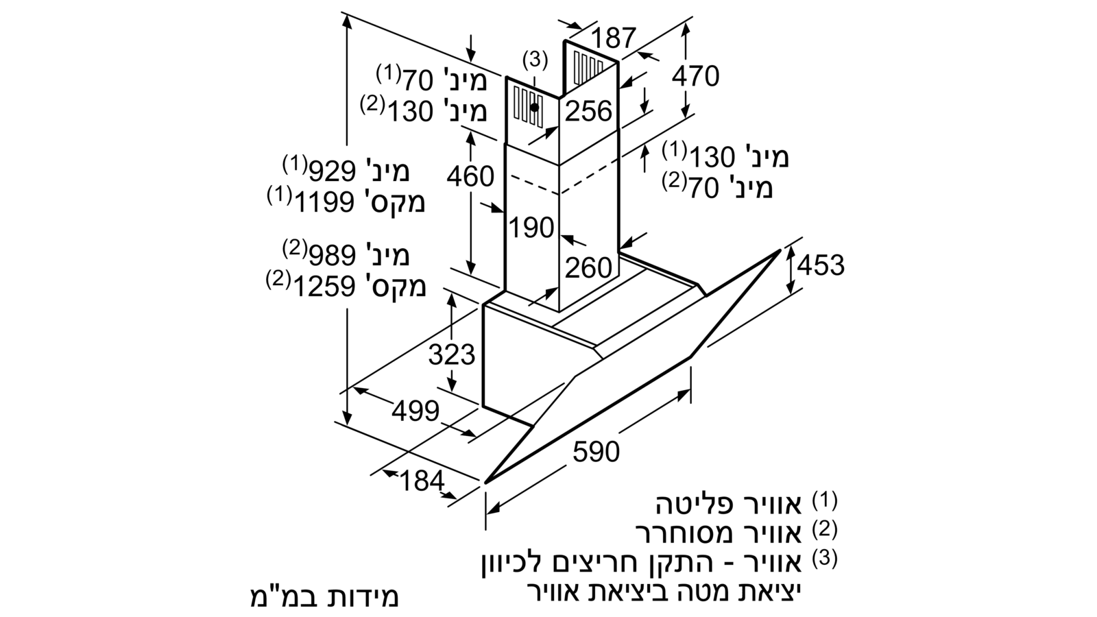 Bosch Dwk67hm20 קולט אדים על קיר