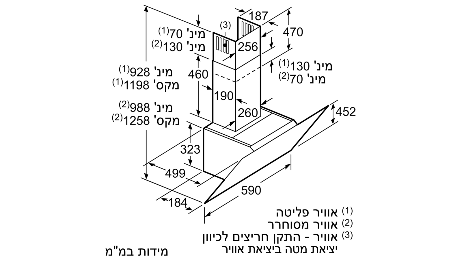 Bosch Dwk67jm60 קולט אדים על קיר