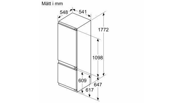 B-vara -iQ300 Integrerad kyl/frys 177.2 x 54.1 cm Platta gångjärn KI87VVFE1-B KI87VVFE1-B-10