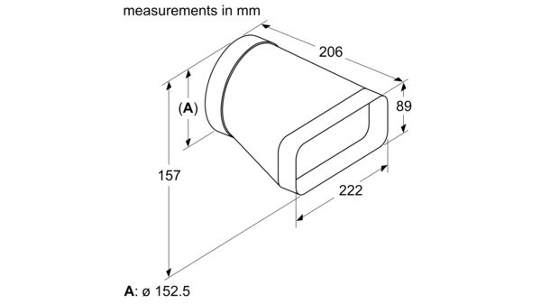 Adapter duct ⌀ 150 mm round-flat HEZ9VDSI0 HEZ9VDSI0-2
