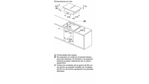 Serie 4 Placa de inducción con extractor integrado 80 cm sin perfiles PVS811B16E PVS811B16E-17