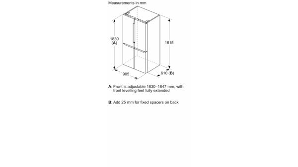 Series 6 French Door Bottom freezer, multi door 183 x 90.5 cm Black stainless steel KFN96AXEAA KFN96AXEAA-13