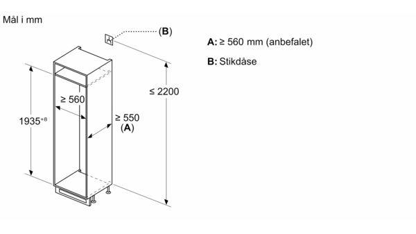 iQ100 Integrerbart køle-/fryseskab 193.5 x 54.1 cm glidende hængsel KI96NNSE0 KI96NNSE0-14