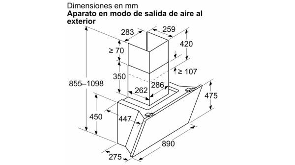 Serie 8 Campana decorativa de pared 90 cm Cristal blanco DWK91LT20 DWK91LT20-10