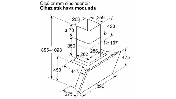 Serie 8 Duvar Tipi Davlumbaz 90 cm Siyah Cam DWK91LT60 DWK91LT60-10