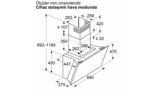 Serie 8 Duvar Tipi Davlumbaz 90 cm Siyah Cam DWK91LT60 DWK91LT60-8