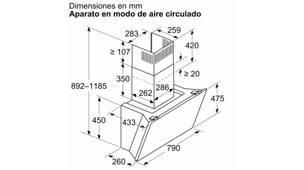 Serie 6 Campana decorativa de pared 80 cm Cristal negro DWK81AN60 DWK81AN60-9