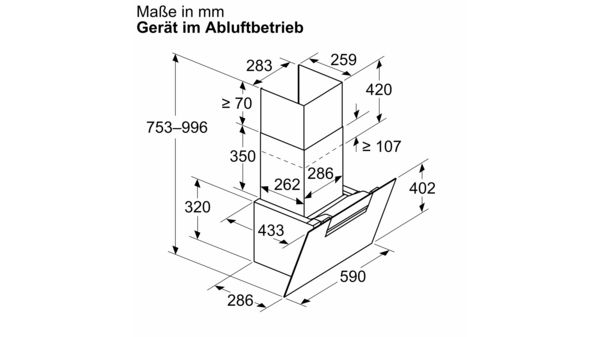 Serie 4 Wandesse 60 cm Klarglas schwarz bedruckt DWK67FN60 DWK67FN60-7