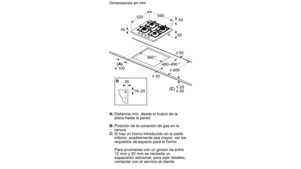 Serie 6 Placa de gas 60 cm Vidrio templado, Negro PPP6A6I10 PPP6A6I10-7