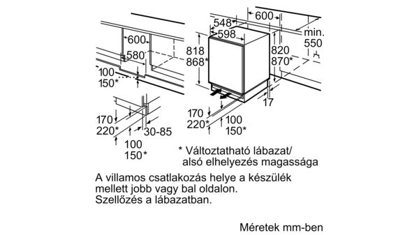 Serie | 6 Aláépíthető hűtőkészülék 82 x 60 cm KUR15A65 KUR15A65-5