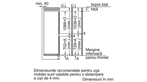 Seria 8 Combină frigorifică încorporabilă 177.2 x 55.8 cm Balama plată KIF86PFE0 KIF86PFE0-9