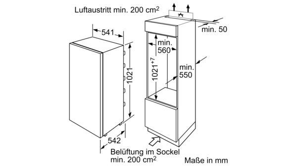 Serie 2 Einbau-Kühlschrank 102.5 x 56 cm Flachscharnier KIR20NFF0 KIR20NFF0-5