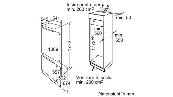 Serie | 2 Combină frigorifică încorporabilă 177.2 x 54.1 cm sliding hinge KIV38X20 KIV38X20-7