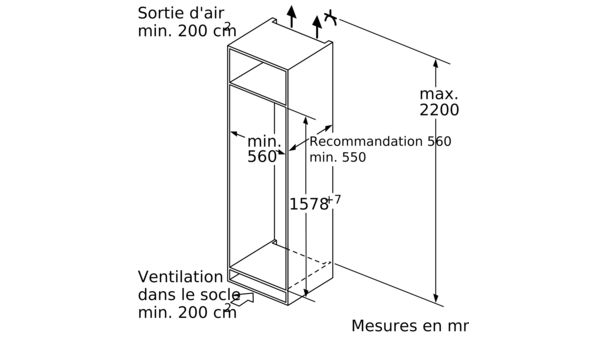Serie | 6 Réfrigérateur-congélateur intégrable avec compartiment congélation en bas 157.8 x 55.8 cm KIS77AD30H KIS77AD30H-8