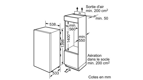 Serie | 6 Réfrigérateur VitaFresh Intégrable charnières plates KIF25A61 KIF25A61-3