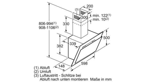 Serie | 6 Wandesse, 60 cm Schräg-Essen-Design DWK06G660 DWK06G660-8