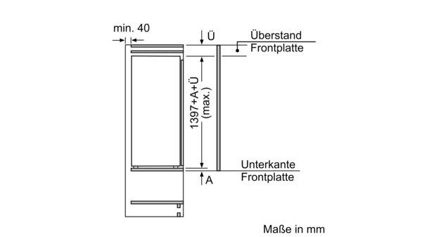 Serie 6 Einbau-Kühlschrank mit Gefrierfach 140 x 56 cm Flachscharnier mit Softeinzug KIL52ADE0 KIL52ADE0-12