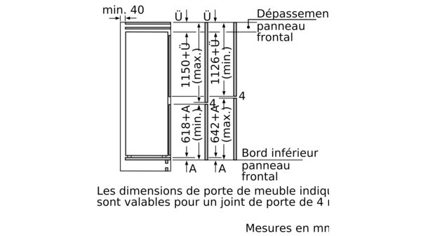 Série 6 Réfrigérateur-congélateur intégrable avec compartiment congélation en bas 177.2 x 55.8 cm Charnières plates SoftClose KIS87ADE0H KIS87ADE0H-11