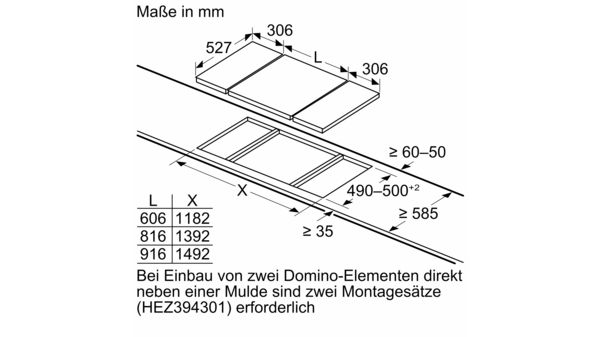 Serie 6 Domino-Kochfeld, Induktion 30 cm Schwarz, Mit Rahmen aufliegend PIB375FB1E PIB375FB1E-15