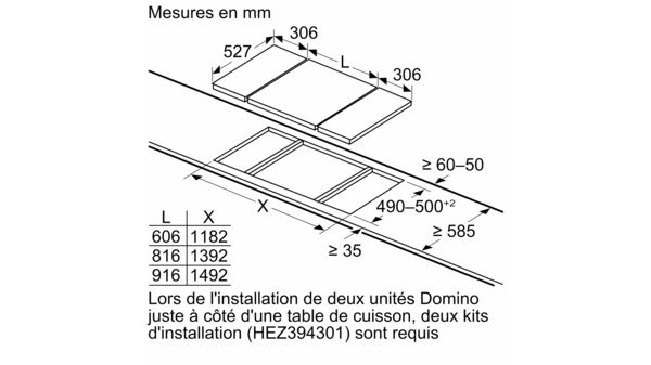 Série 6 Table à induction domino 30 cm Noir, avec cadre PIB375FB1E PIB375FB1E-15