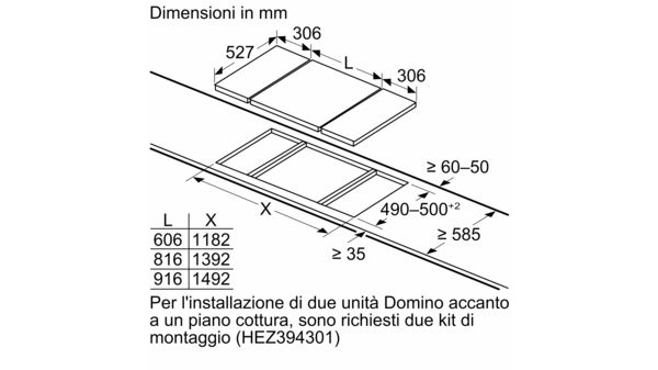Serie 6 Piano cottura a induzione domino 30 cm Nero, con profili PIB375FB1E PIB375FB1E-15