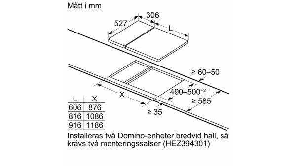 Serie 6 Dominohäll, induktion 30 cm Svart, med ram PIB375FB1E PIB375FB1E-10