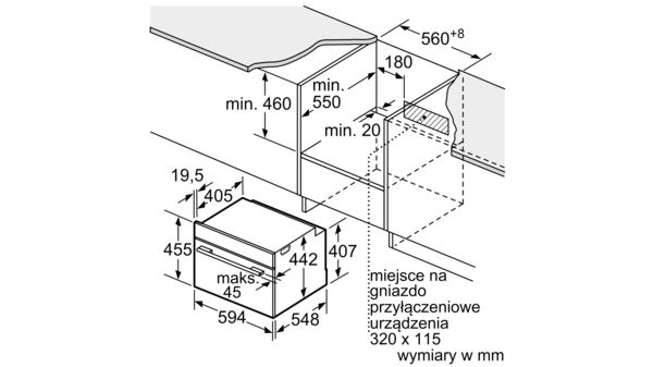 Serie 8 Piekarnik kompaktowy z mikrofalą do zabudowy 60 x 45 cm Biały CMG633BW1 CMG633BW1-11