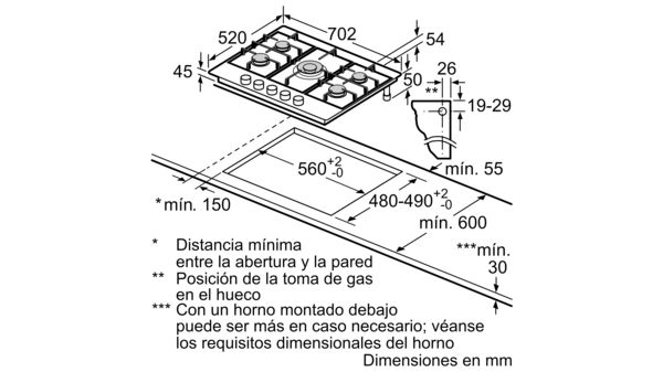Serie | 6 Encimera a gas 70 cm de ancho PCQ715M90V PCQ715M90V-4