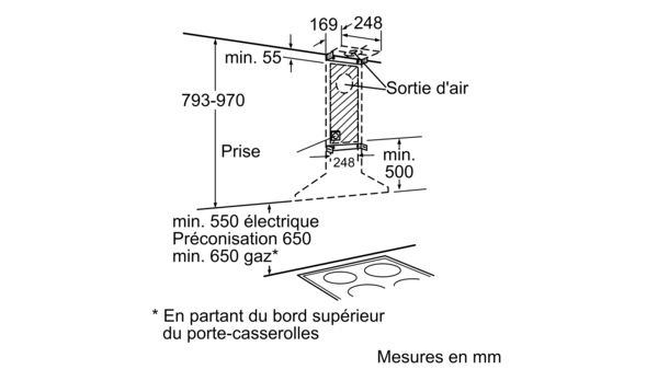 Bosch DWW061451 - Hotte - hotte décorative - largeur : 90 cm