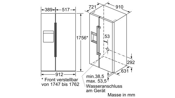 Serie 8 Kühl-Gefrierkombination SBS 175.6 x 91.2 cm Schwarz KAD92SB30 KAD92SB30-10