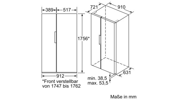 Serie | 8 Kühl-Gefrierkombination SBS 175.6 x 91.2 cm Schwarz KAN92LB35 KAN92LB35-6